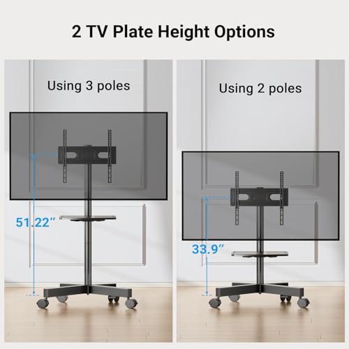 Mobile TV Stand for 23-60 Inch TVs with Laptop Shelf O6437
