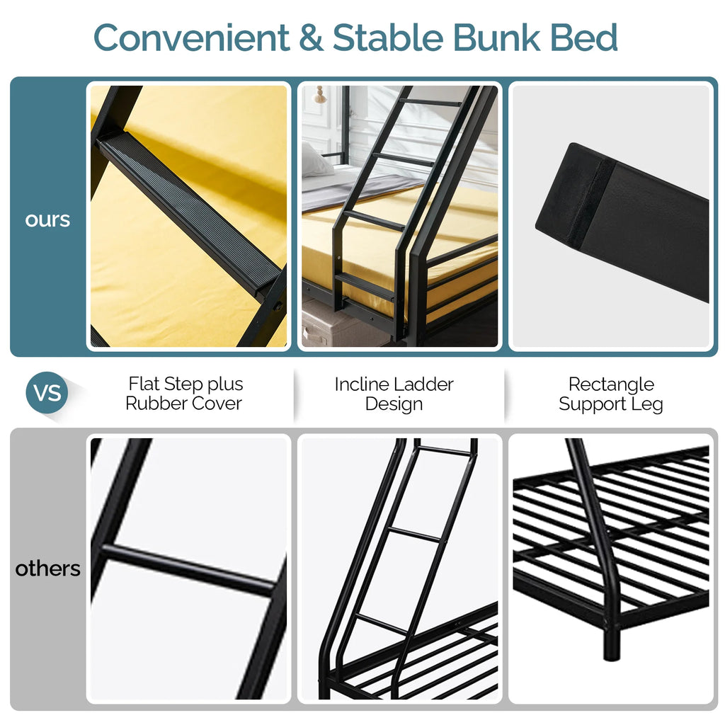 Twin over Full Metal Bunk Bed with Ladder and Guardrail R575938