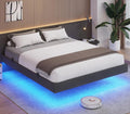Queen Size Upholstered Platform Bed Frame with LED Lights and Underbed Storage Z514