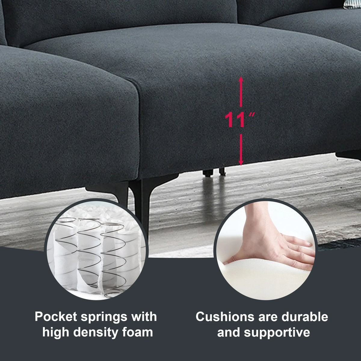 Modern L-Shaped Sectional Sofa with Convertible Ottoman B775226
