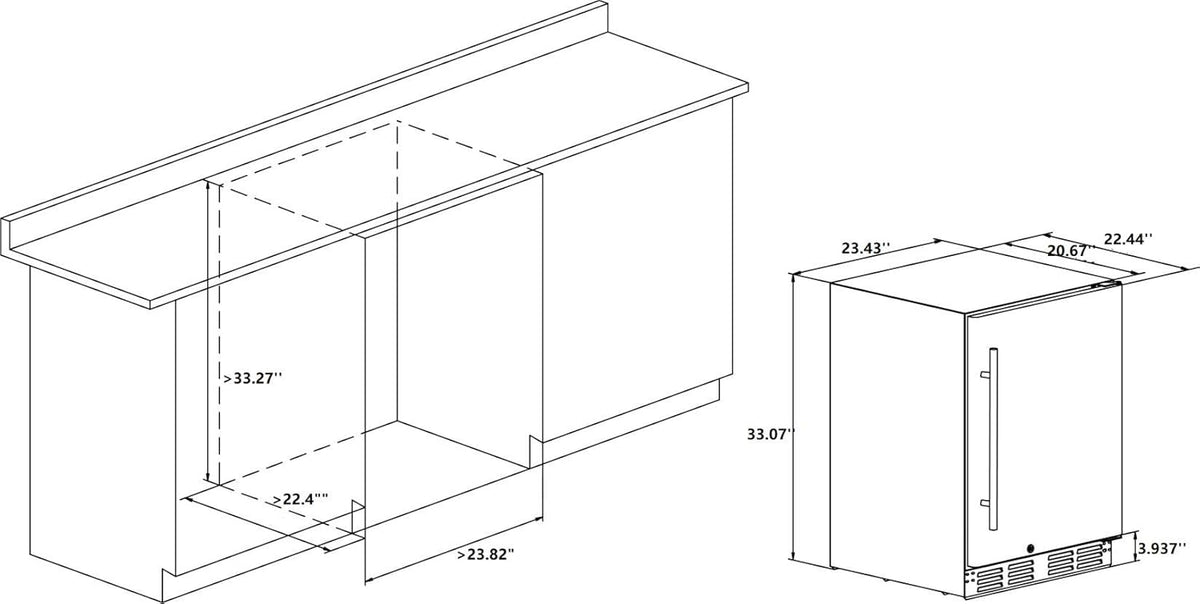 Stainless Steel Beverage Refrigerator, Under Counter 24 inch, 154 Cans Y55726