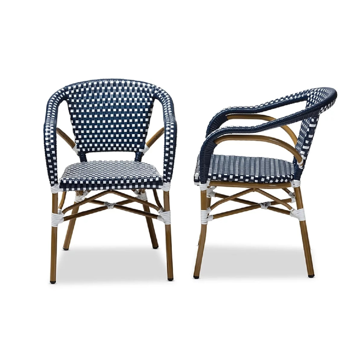 Navy and White Stackable Bistro Dining Chair Set X4918