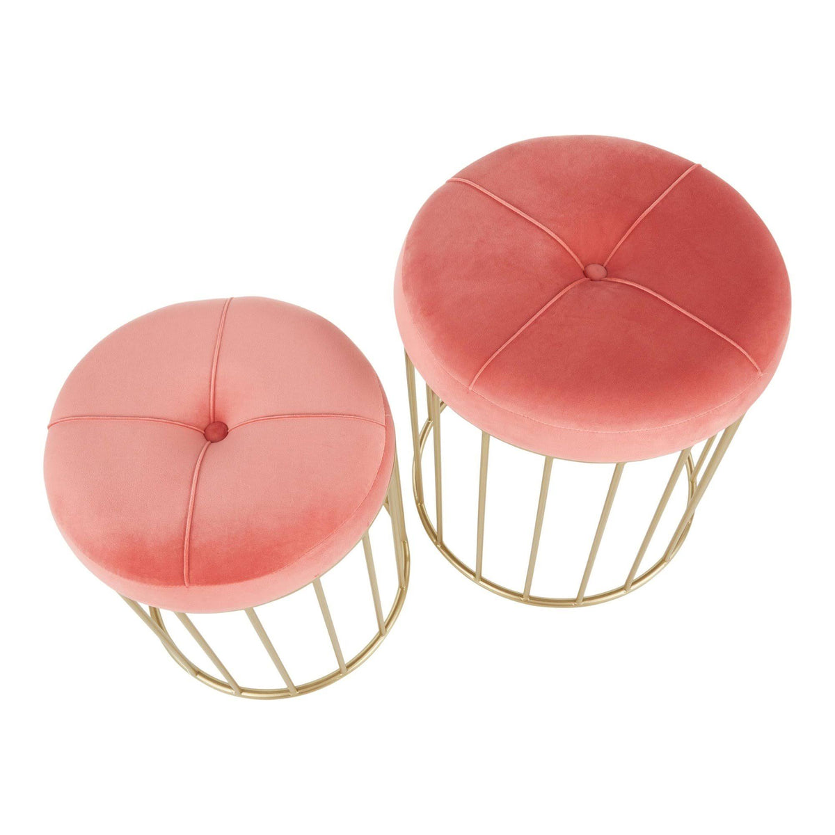 Black Velvet Gold Metal Nesting Ottoman Set S408104