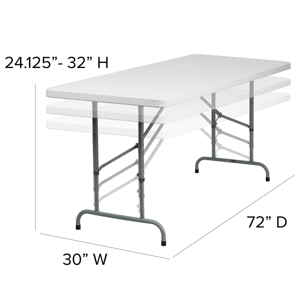 Height Adjustable Granite White Plastic Folding Table H6825
