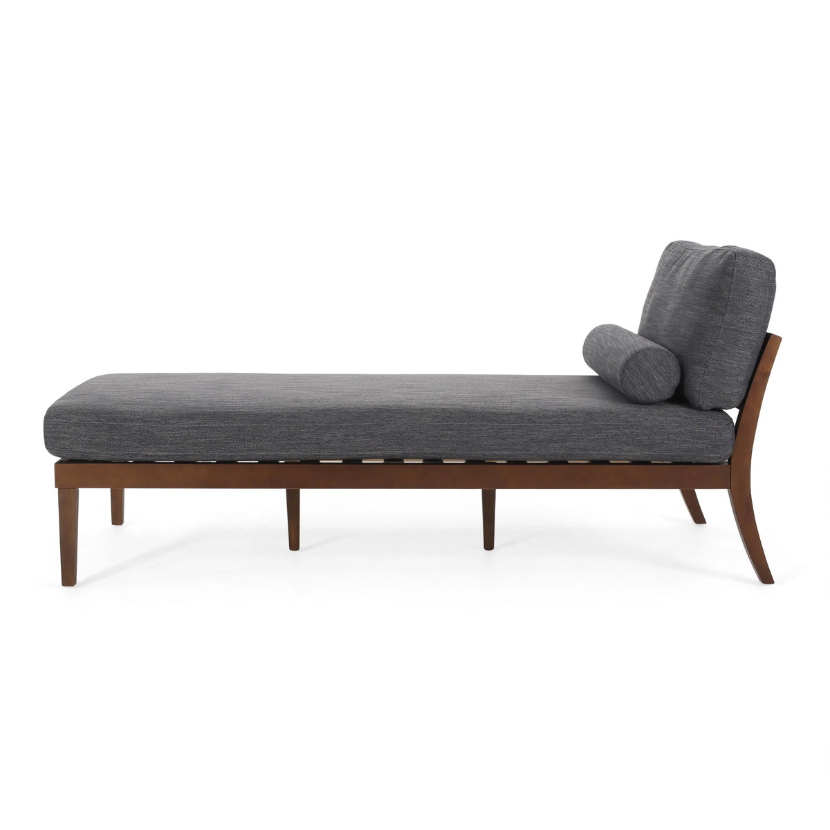 Charcoal Dark Brown Fabric Chaise Lounge with Bolster Pillow B174