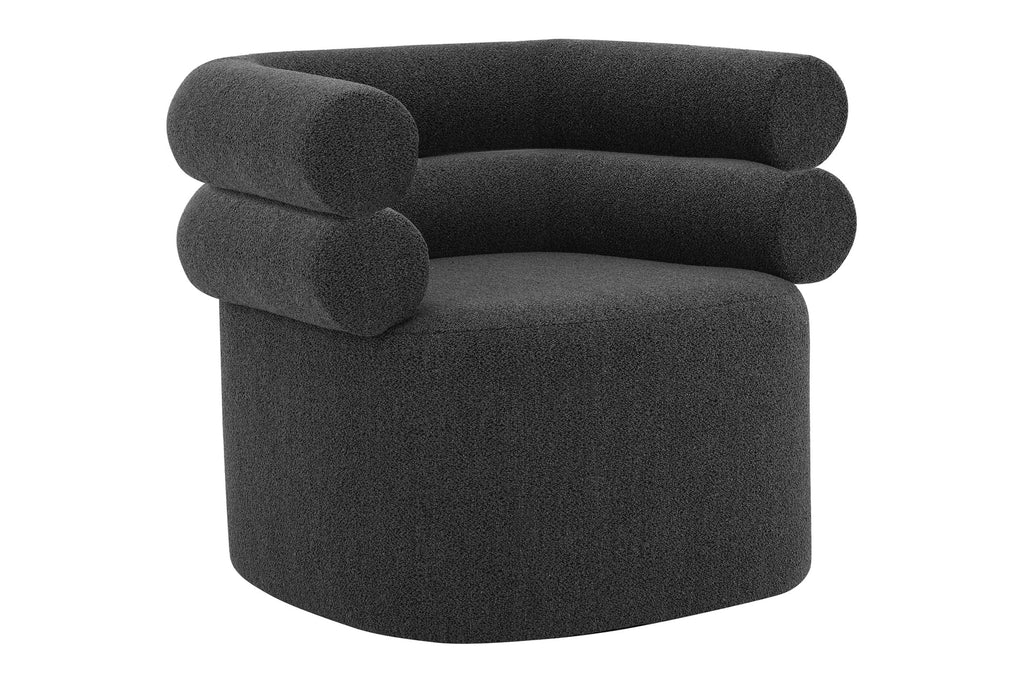 Black Boucle Swivel Chair H658274
