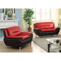 2 Piece Living Room Set Black Red U2813