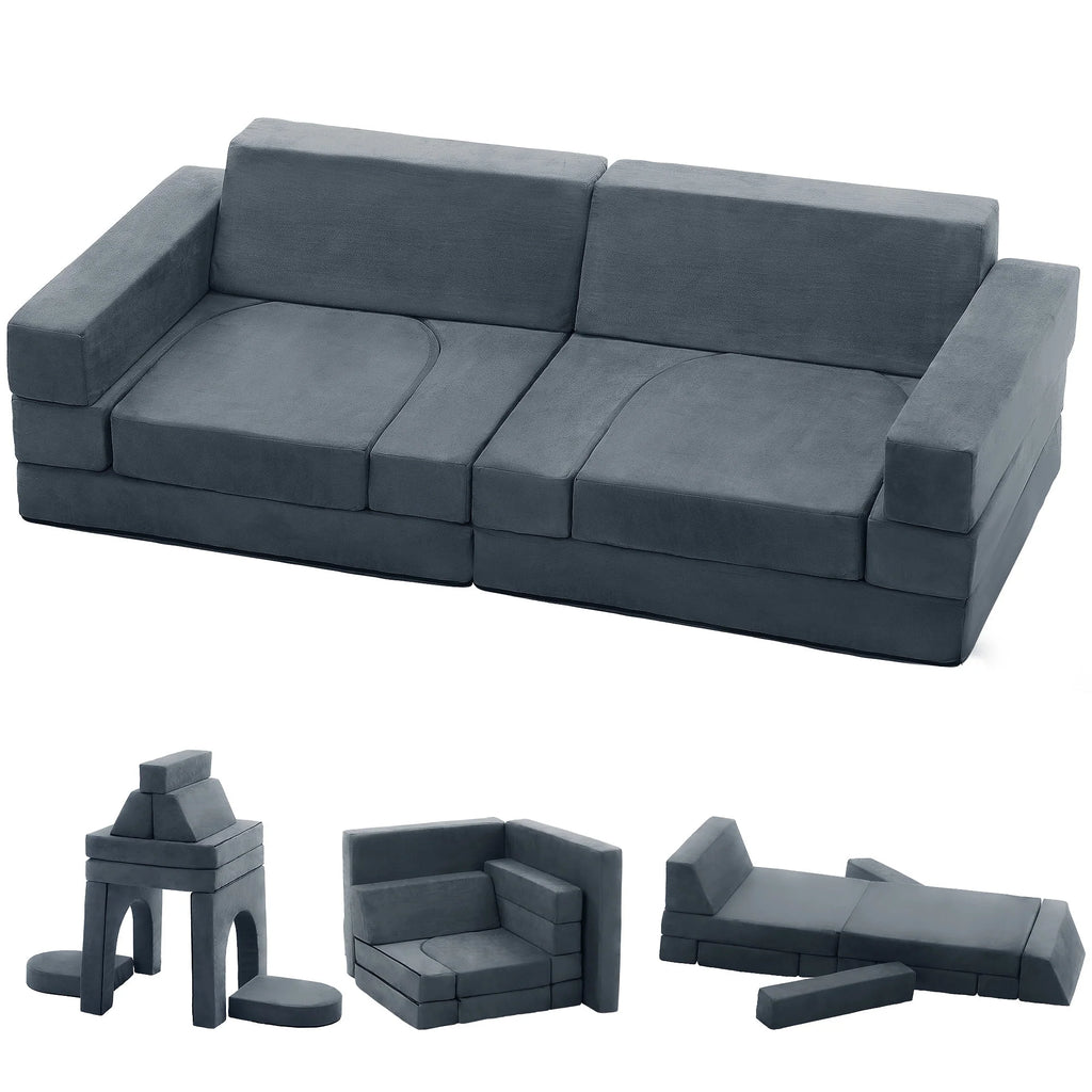 Gray 9-Pieces Kids Sofa Couch A6146