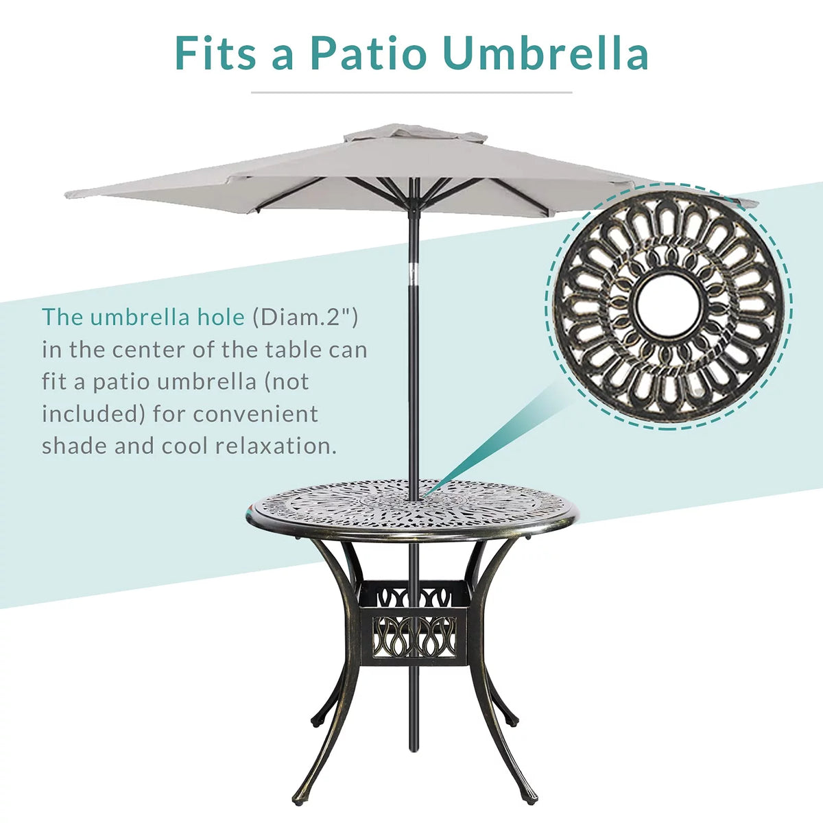 5-Piece Cast Aluminum Patio Dining Set I967329
