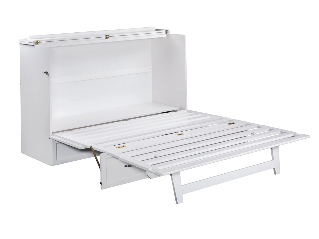 Queen Solid Wood Murphy Bed Chest with Mattress N42999