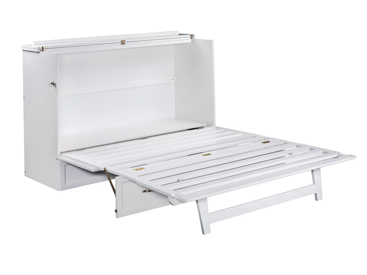 Queen Solid Wood Murphy Bed Chest with Mattress N42999
