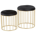 Black Velvet Gold Metal Nesting Ottoman Set S408104