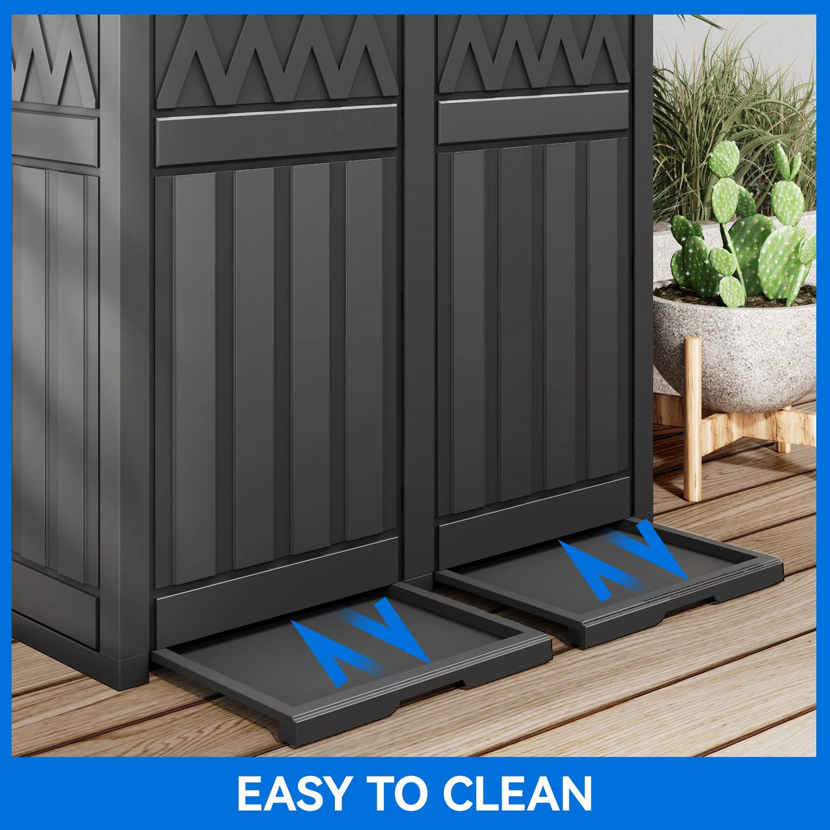 62-Gallon Outdoor Resin Trash Bins, Garbage Dual Can with Tiered Lid and Drip Tray, Black O772