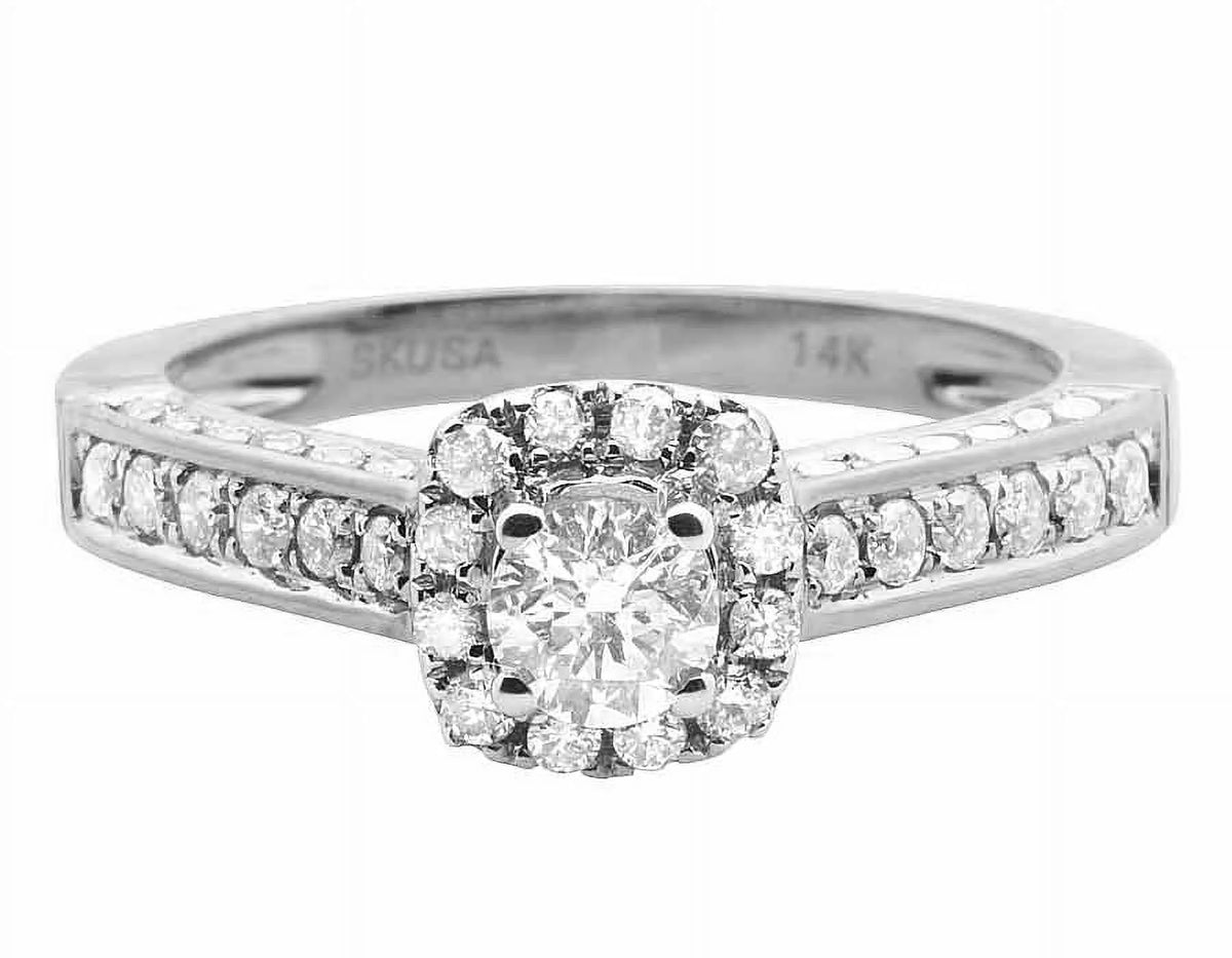 14K White Gold Halo Solitaire Real Diamond Engagement Ring 1.0ct M516299