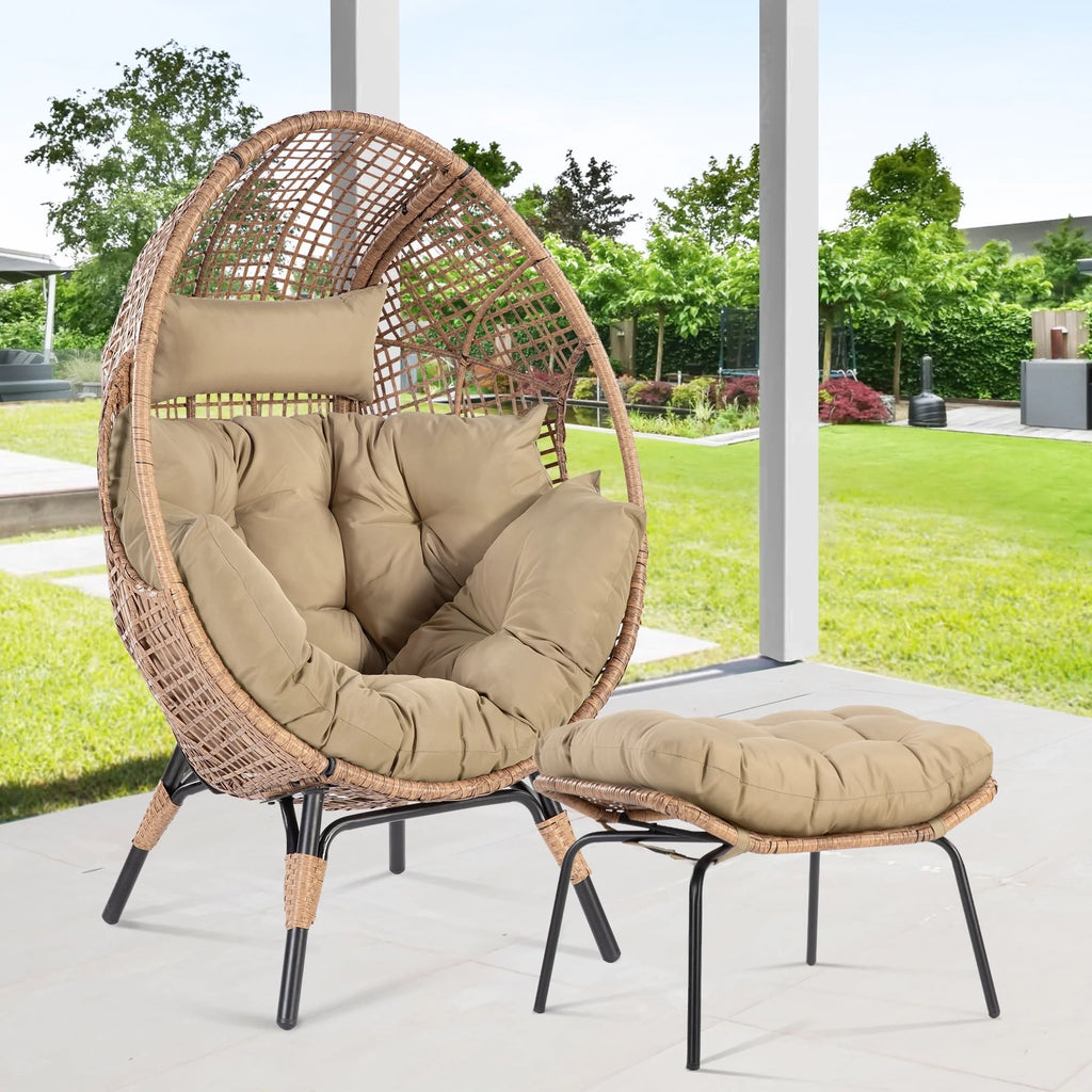 Yellow Wicker Egg Chair 440lb O4686