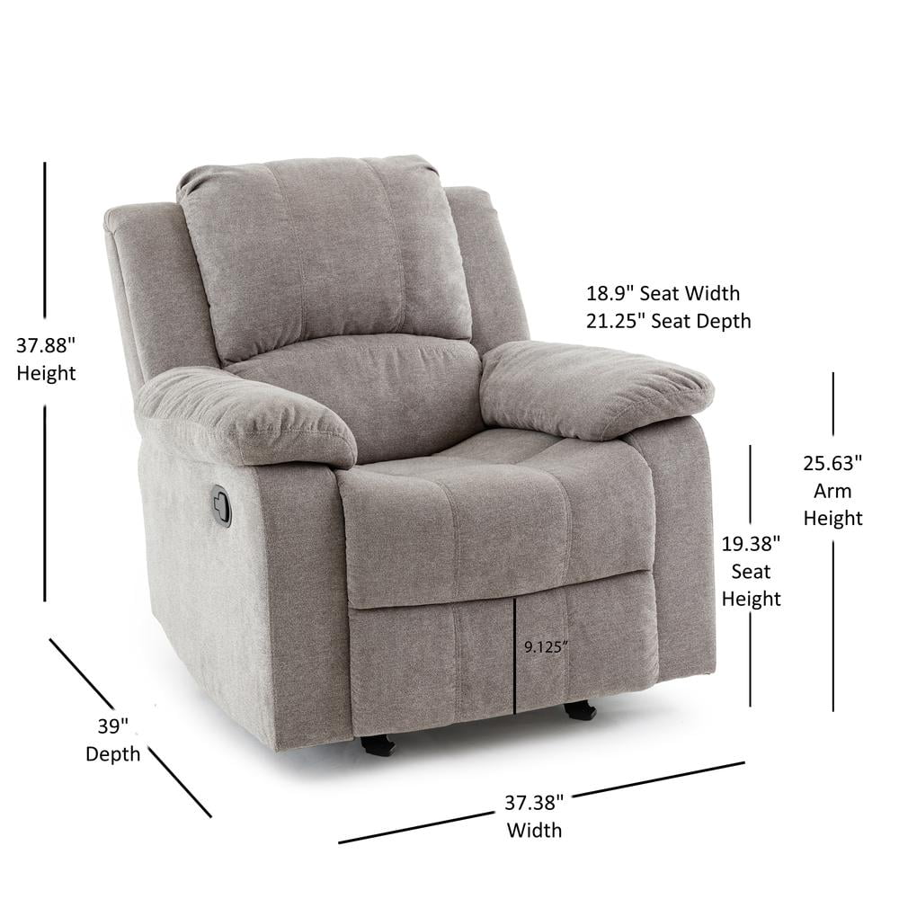 Ash Grey Microfiber Glider Rocker Recliner S339