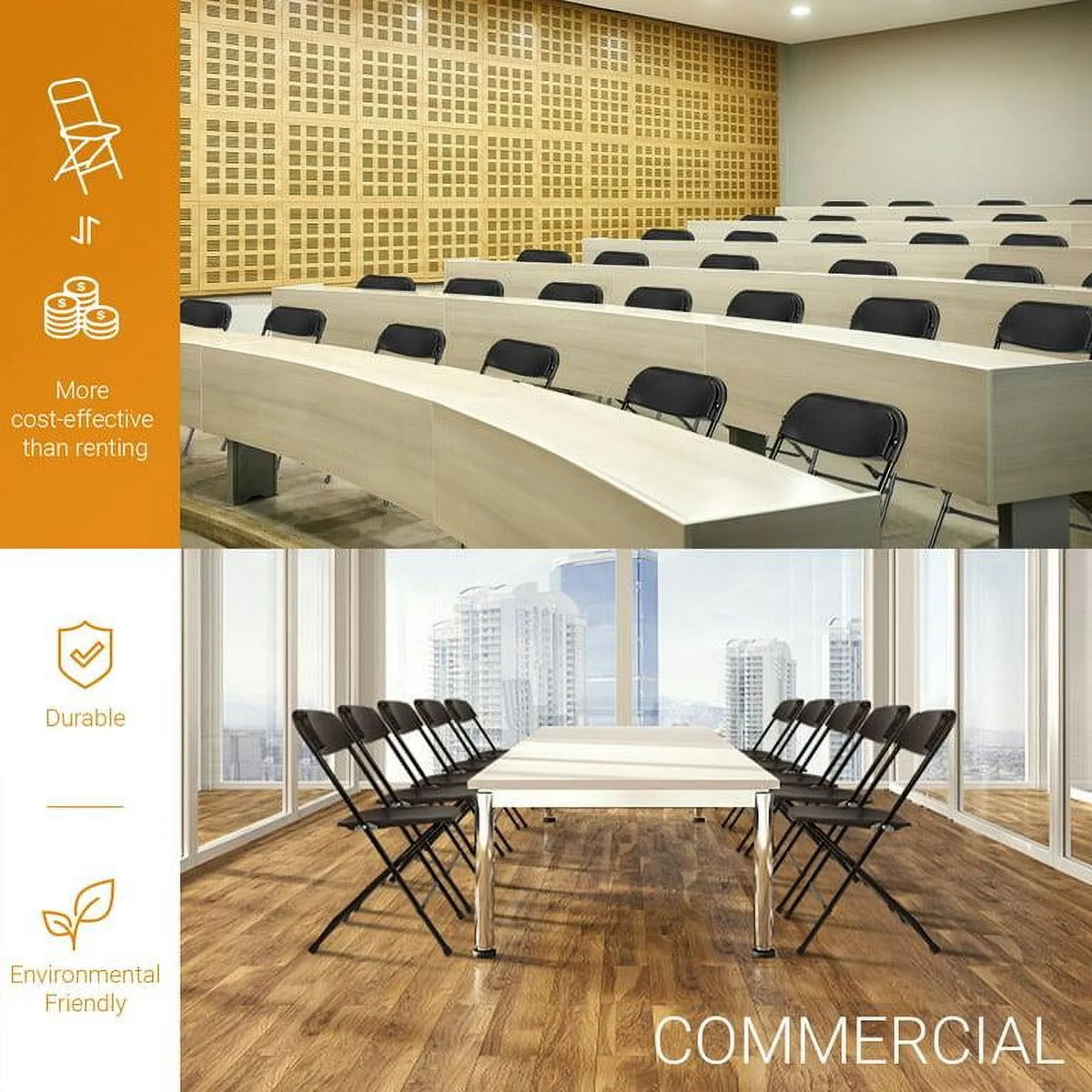 10 Pack Black Plastic Folding Chairs X4030