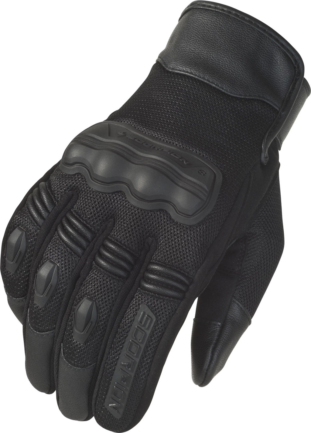 Black Leather Motorcycle Gloves Q185