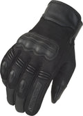 Black Leather Motorcycle Gloves Q185