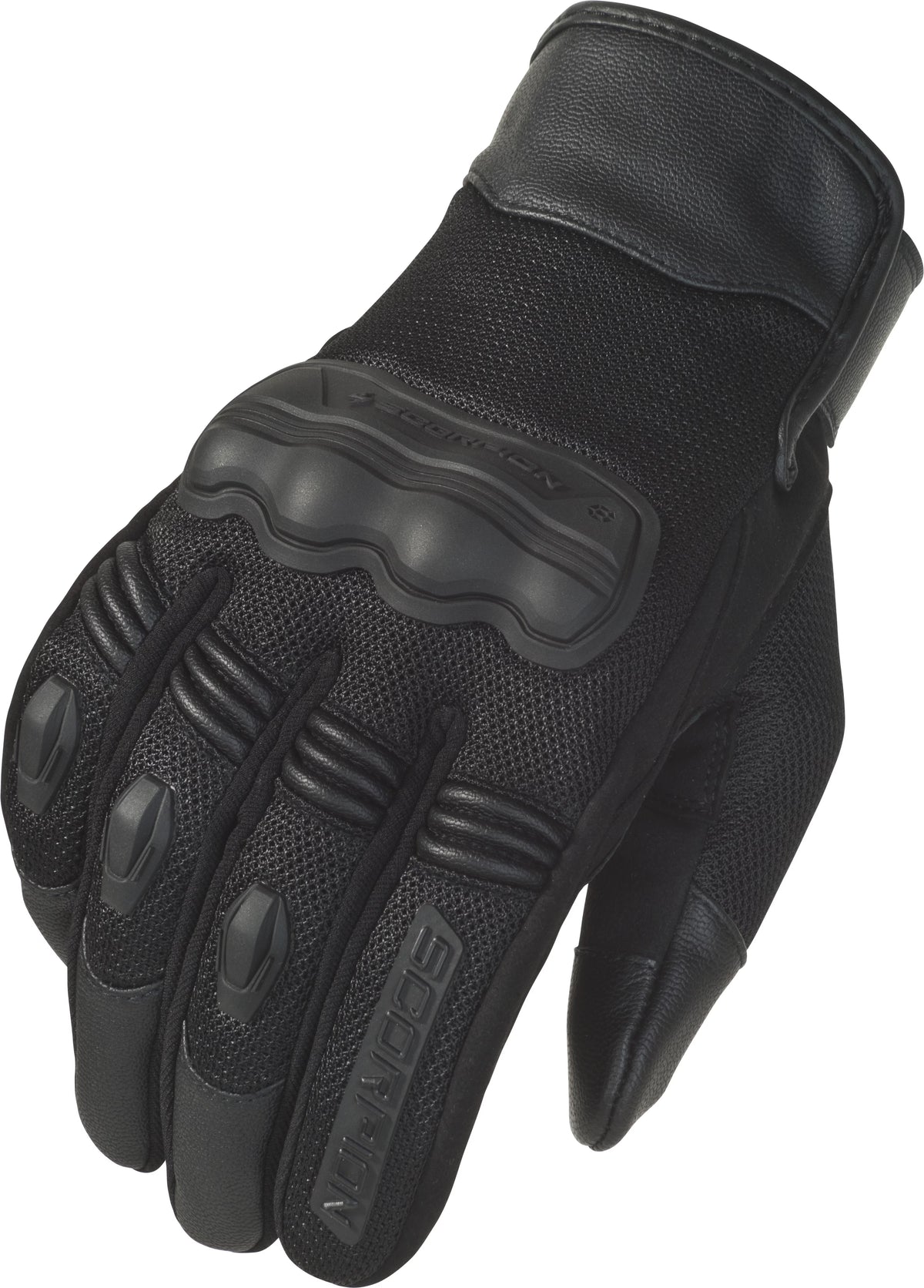 Black Leather Motorcycle Gloves Q185