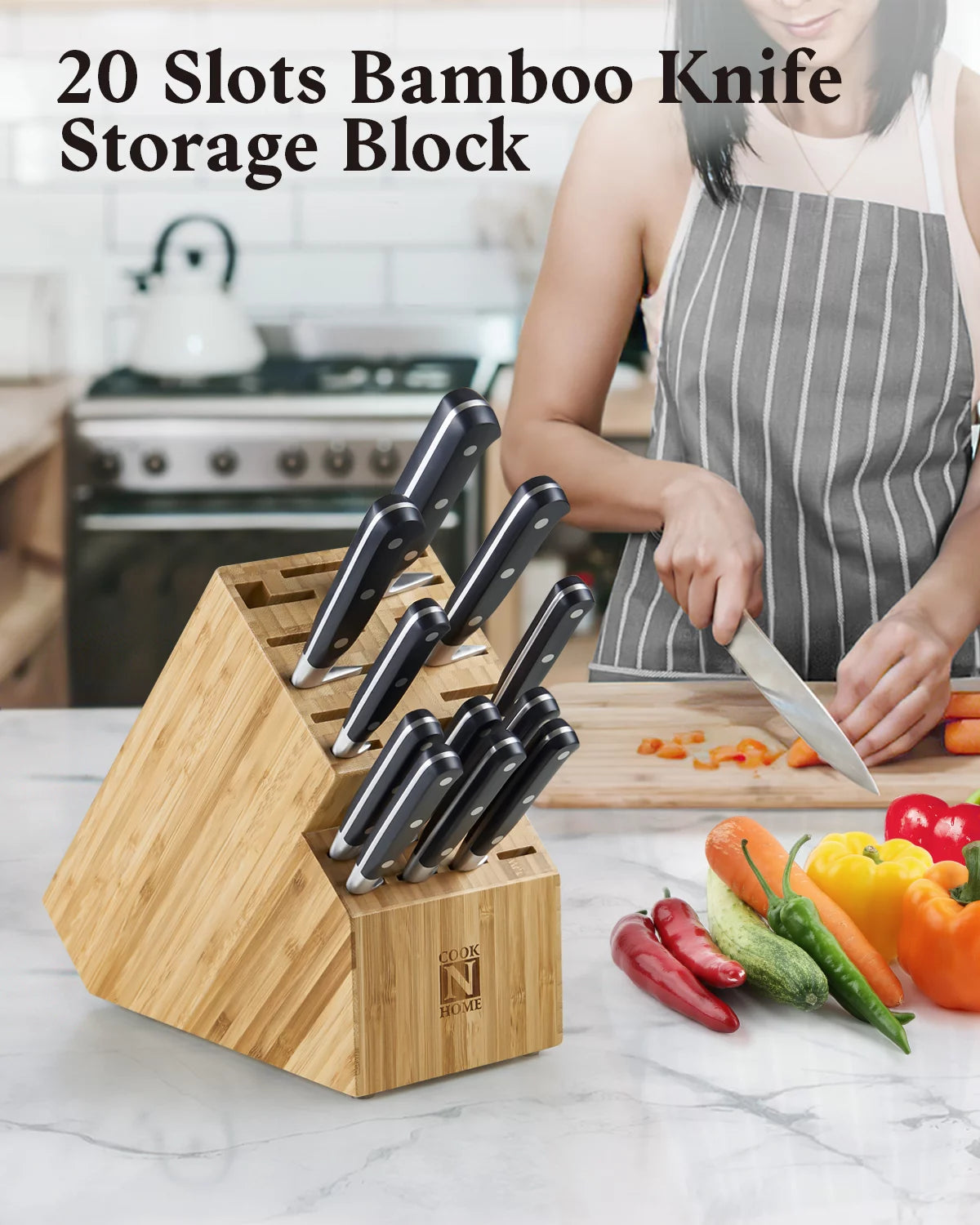 Bamboo 20 Slot Knife Storage Block K392