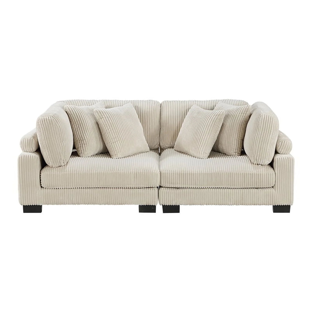 Beige Corduroy Loveseat S529