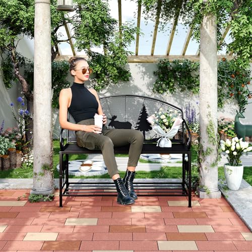 Outdoor Bench with Backrest and Armrests J27830