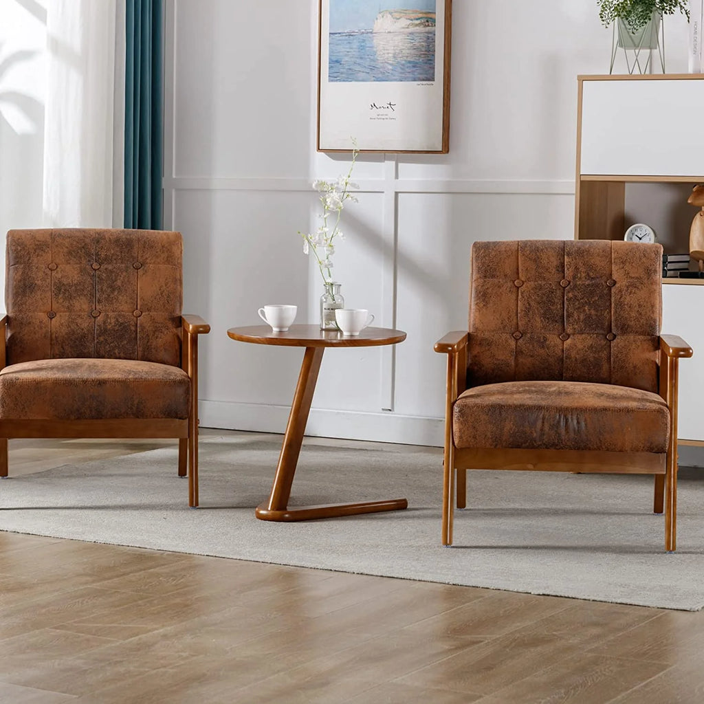 Set of 2 Accent Chairs with Arms and Side Table N26072