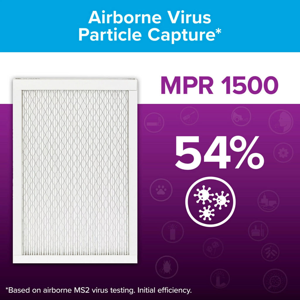 16x25x1 Air Filter MERV 12, 4 Filters Q655