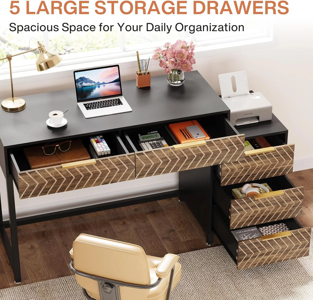 47" Computer Desk with 5 Drawers G84152