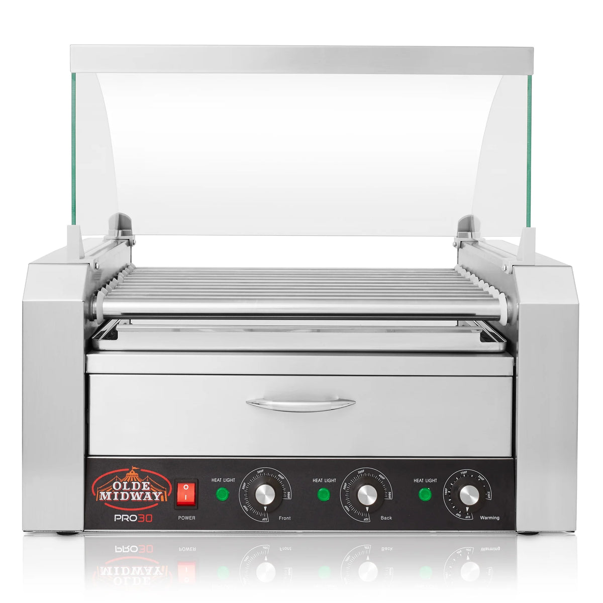 Electric Hot Dog Roller Machine with Cover, 11 Rollers, Bun Warming Drawer E257418
