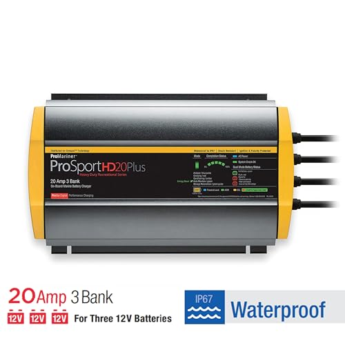Waterproof Marine Battery Charger, 20 Amp, 3 Bank R559