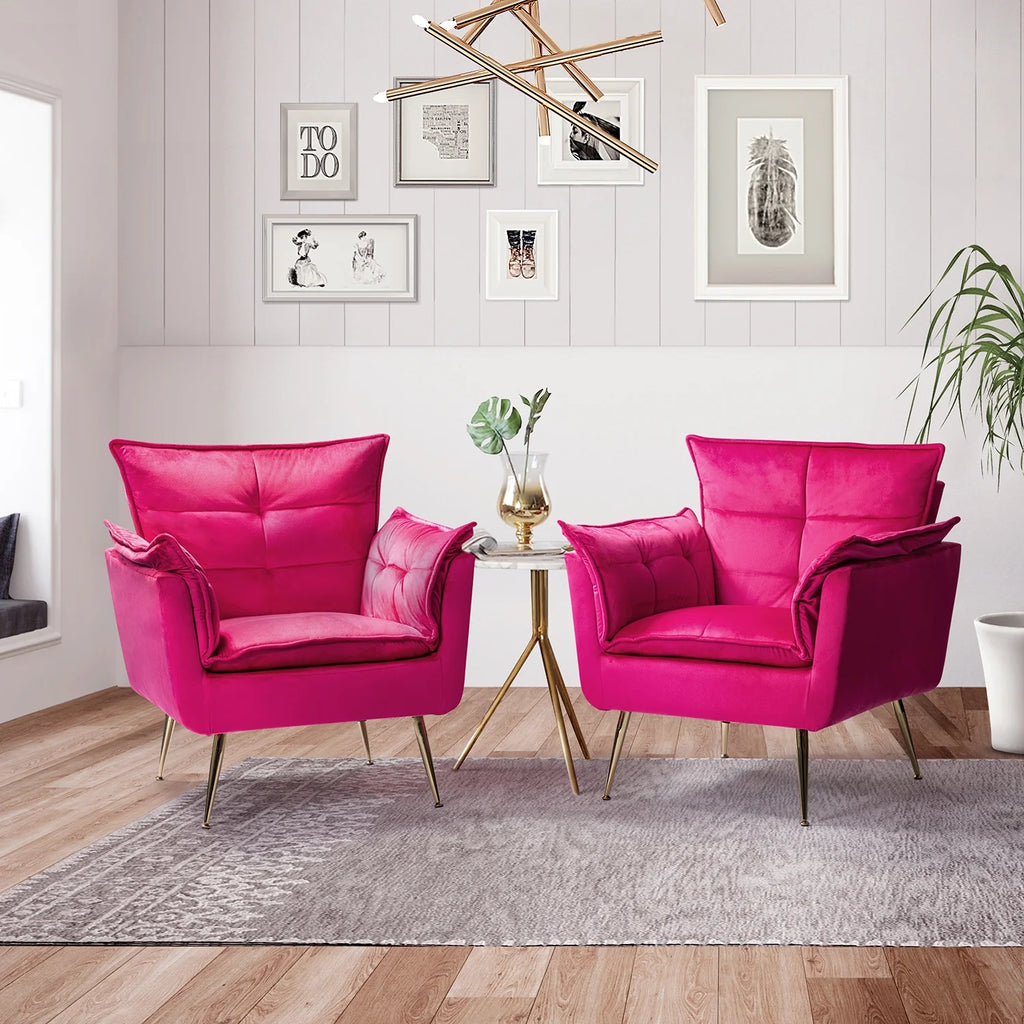 Velvet Tufted Accent Chair Set of 2 M4590