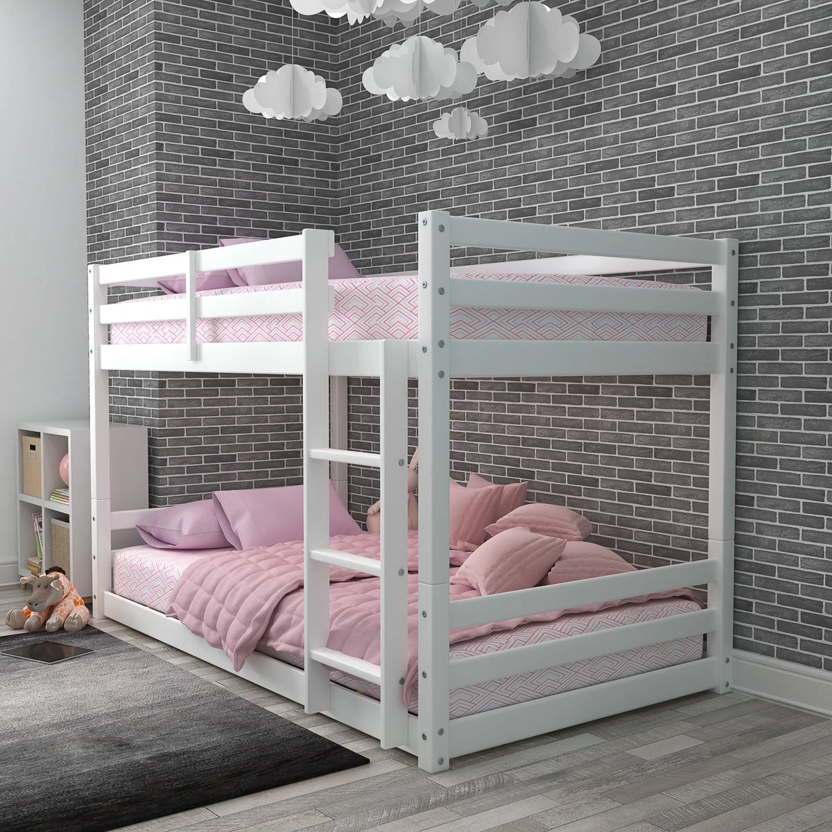 Black Wood Twin Over Twin Convertible Bunk Bed H657