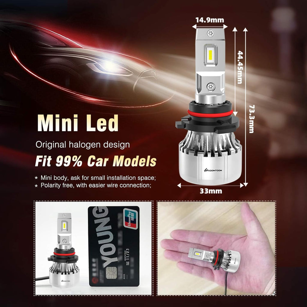 64W 12000Lm 5000K Warm White HB3 LED Headlight Bulb Conversion Kit, Pack of 2 H698101