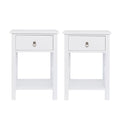 Set of 2 White Wood Nightstand with A Drawer W65428