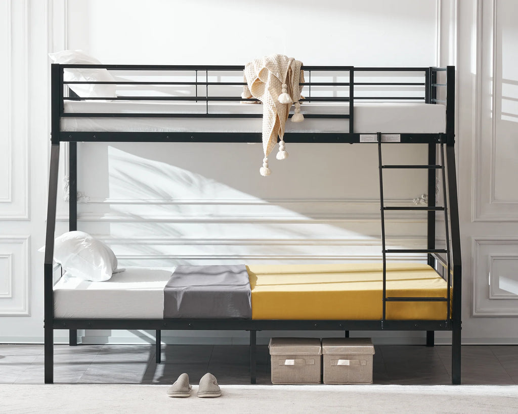 Twin over Full Metal Bunk Bed with Ladder and Guardrail R575938