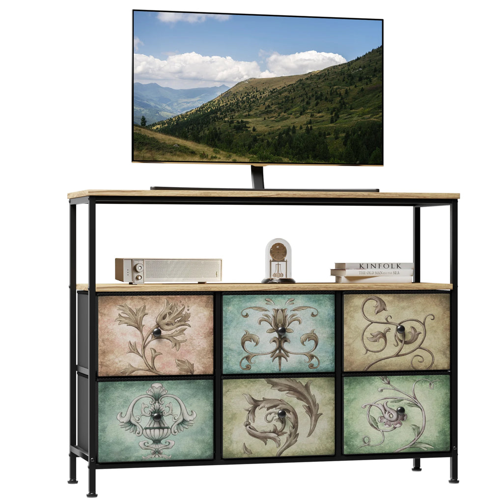 9 Drawer Dresser with Steel Frame Wooden Top K50834