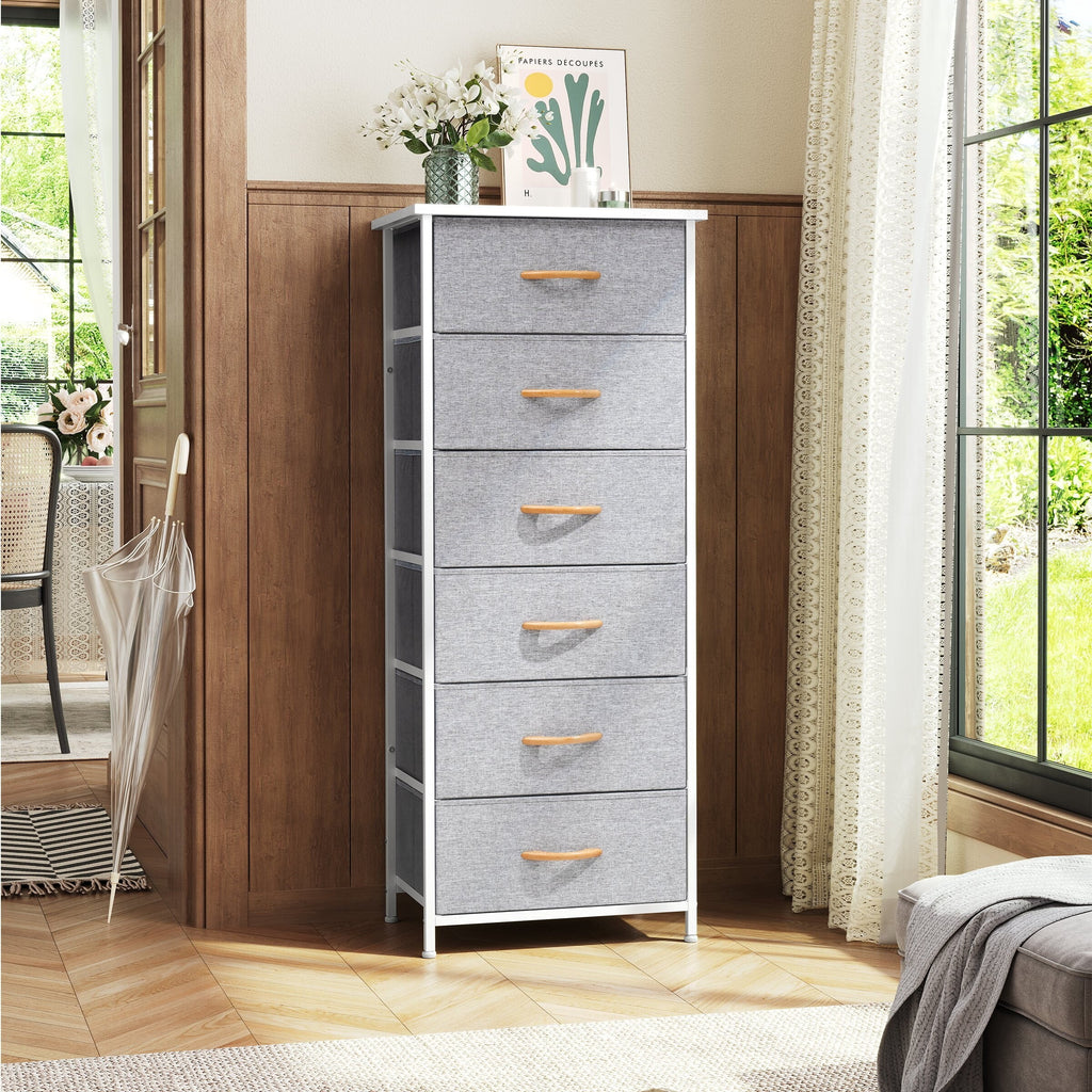 Light Gray Wood Vertical Dresser Storage Tower Y1452