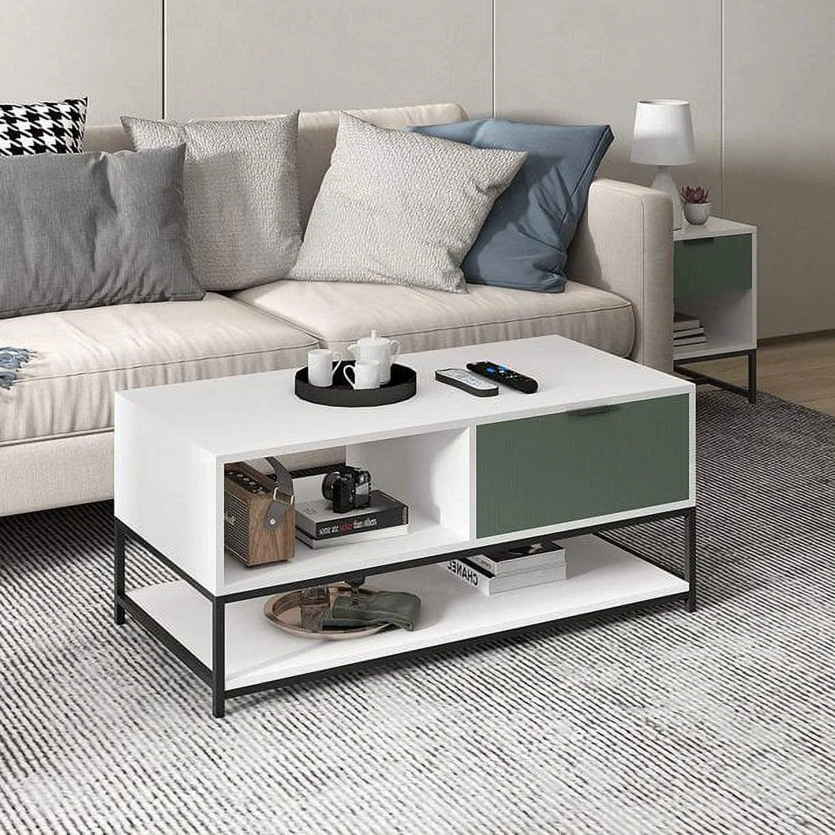 Wood Coffee Table with Steel Frame K818
