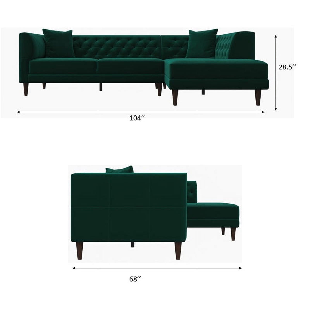 Green Microfiber Sectional Sofa A405776