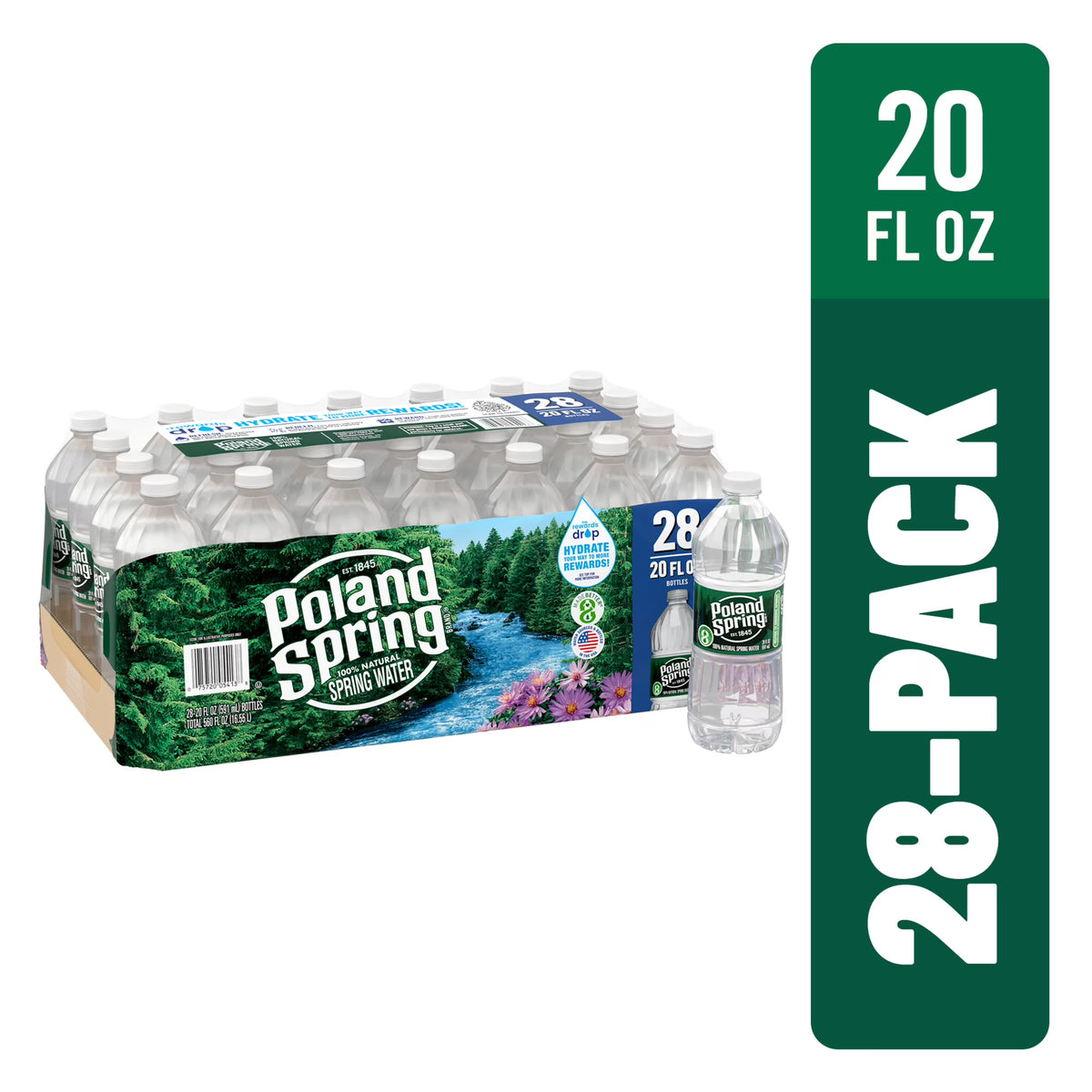 20 Ounce Natural Spring Water Plastic Bottles (Pack of 28) T1849