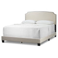 Beige Fabric Queen Bed with Nail Head Trim Y490