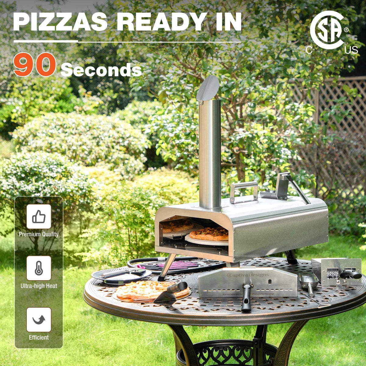 Outdoor Wood Fired & Gas Pizza Oven with Rotatable Pizza Stone Z1445