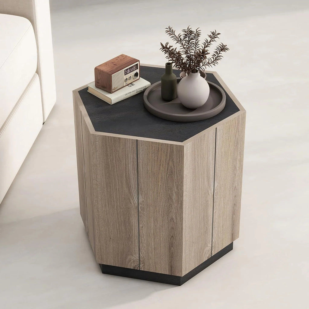 Hexagonal End Table with Drawer V12204