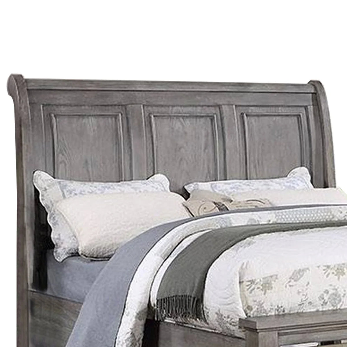 King Size Bed with Sleigh Headboard and 2 Storage Drawers M172847