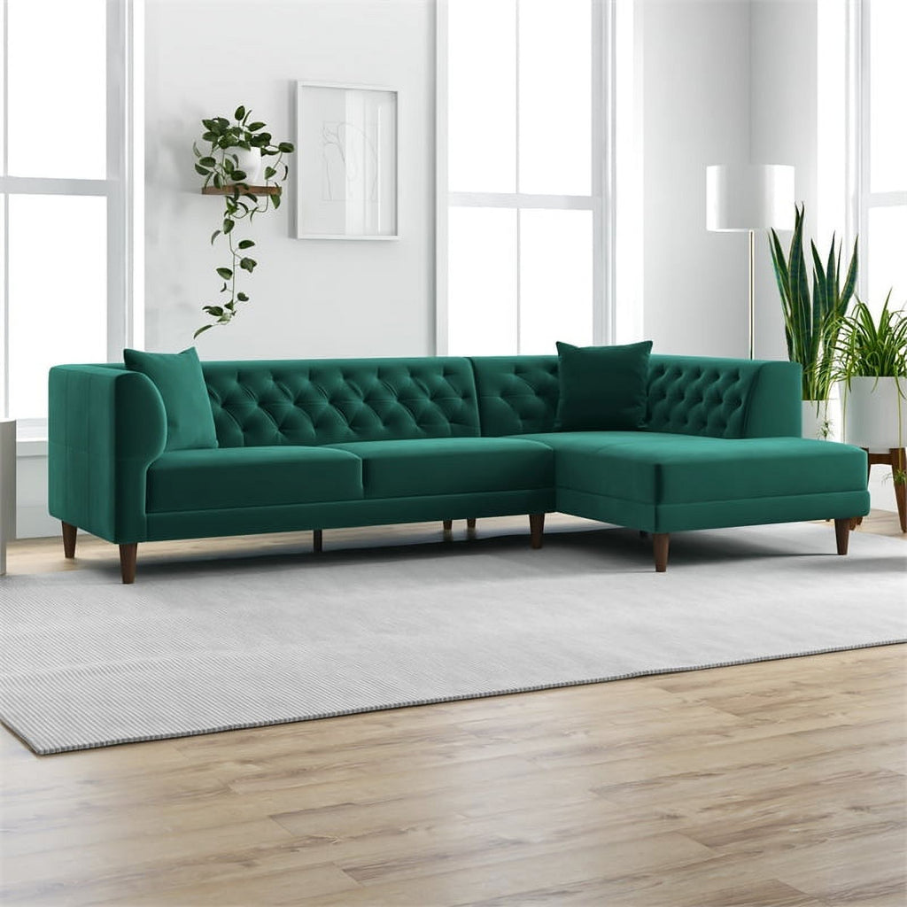 Green Microfiber Sectional Sofa A405776