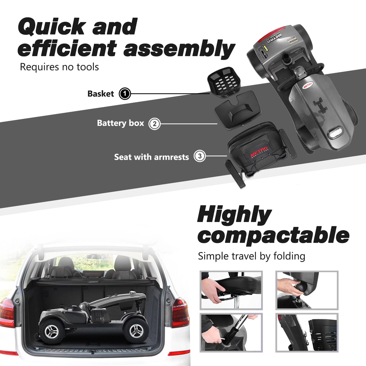 4 Wheels Compact Electric Mobility Scooter Q176