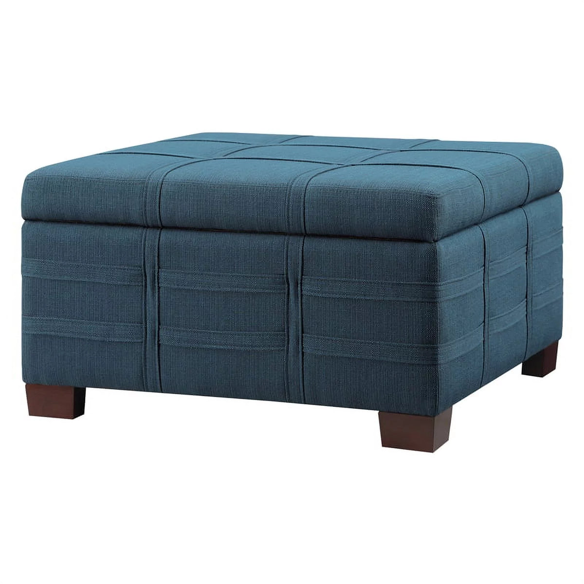 Square Storage Ottoman in Azure Blue Fabric T1443
