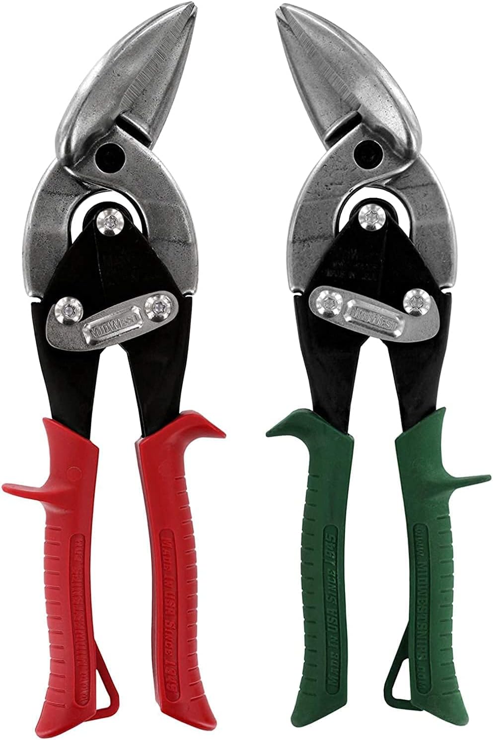 Aviation Snip Set, Left and Right Cut Offset Tin Cutting Shears, Forged Blade, Comfort Grips, Pack of 2 O9770